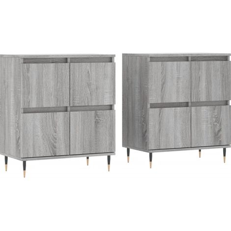 Credenza buffet cassettiera mobile contenitore organizer cucina soggiorno soggiorni set da 2 sonoma pannelli in MDF grigio 020036982