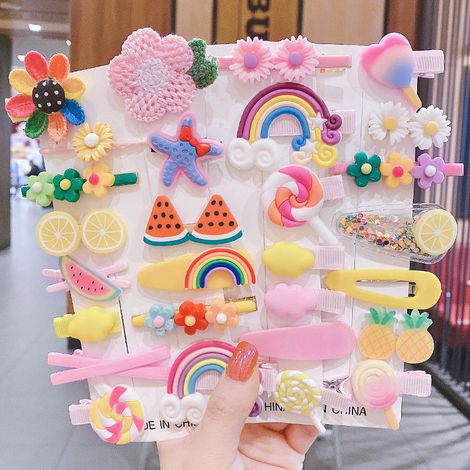 Juego de 28 pinzas para el cabello de bebé niña, accesorios coloridos y adorables Multicolor (1/5)