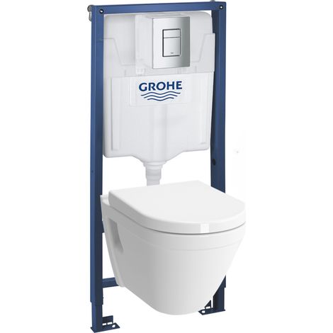 Pack WC Rapid SL + cuvette VITRA S50 avec bride + abattant softclose + Plaque de commande Skate Chrome (GROHE-S50softclose) (1/5)