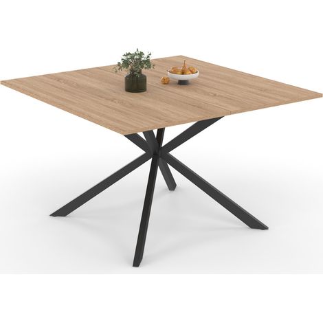 Quadratischer Esstisch ALIX 8 Personen Spinnenfuß Holz und Schwarz 120 cm (1/5)