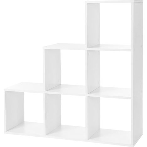 Vasagle – Bibliothèque étagère escalier 6 compartiments 97,5x29x97,5 cm – Panneaux agglomérés blanc – Charge 15 kg par compartiment – LBC63WT