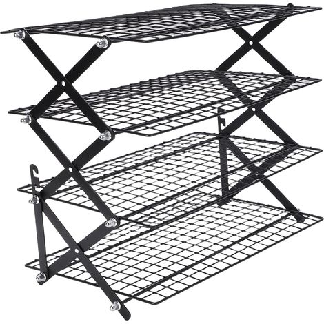Grille de refroidissement à 4 niveaux pour la cuisson, en fer à repasser pliable, pour pizzas, gâteaux, pains et biscuits. (1/5)
