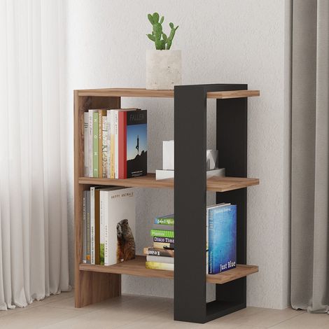Bücherregal Netro, Bibliothek 3 Einlegeböden, Freistehend, Als Raumteiler Nutzbar, 52x25x70h cm Nussbaum Braun (1/5)