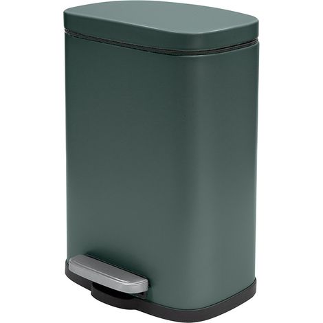 Pattumiera a pedale in acciaio 5lt verde scuro con chiusura rallentata Axin (1/4)