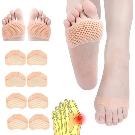 8pcs Coussinet Plantaire Gel Coussin Gel Pieds,coussinet d\'avant-pied,Métatarsien Coussinets,Soulager la Douleur Plantaire pour homm (1/4)