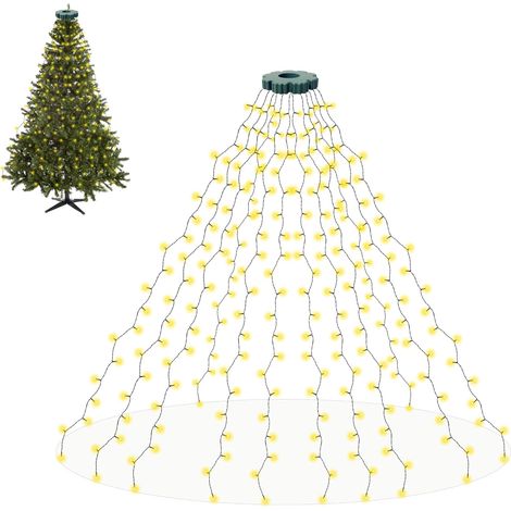 Christmas tree string lights - 1.5 meters long, 10 strings, 20 LED lights per string, 8 lighting modes - warm light