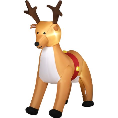 Reno gonflable de Navidad 180 cm avec LED, ventilateur interne, Polyester IP44 marron