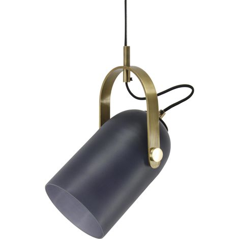 Lampada a sospensione Candace in vetro grigio e ottone (1/3)