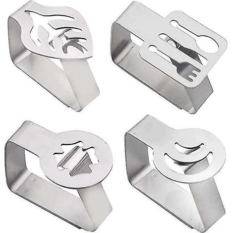 VURAHOME - 4 Pcs Pinces de nappe, Support de nappe en acier inoxydable, Pince de nappe de 4 formes pour restaurant (1/5)