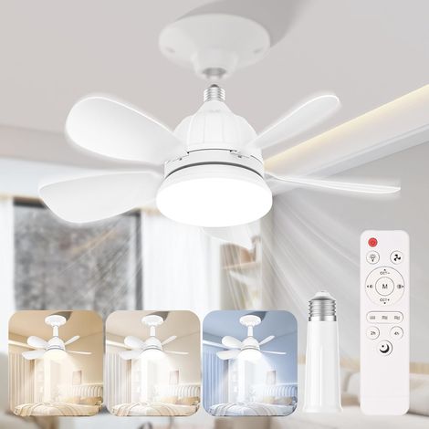 Ventilador Techo con Luz y Mando a Distancia 18'' LED Regulable Lampara E27 Ventilador de Techo con Ventiladores Silencioso Velocidad, Brillo y Temperatura de Color Ajustable (1/5)
