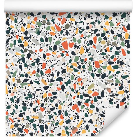 Papier peint terrazzo gris clair, gris, beige et crème 50 x 1000 cm (1/5)