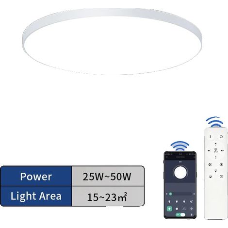 Lámpara de techo con control inteligente y diseño regulable, 37 cm (14,57 pulgadas) - Blanca (1/2)