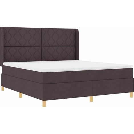 Cama tipo Box Spring con tiras LED Marrón 180 x 200 cm tela vidaXL (1/5)