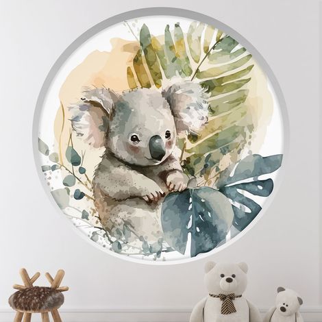 Stickers Trompe l'oeil Arche ronde Enfants - Koala - Diamètre 30 cm (1/4)