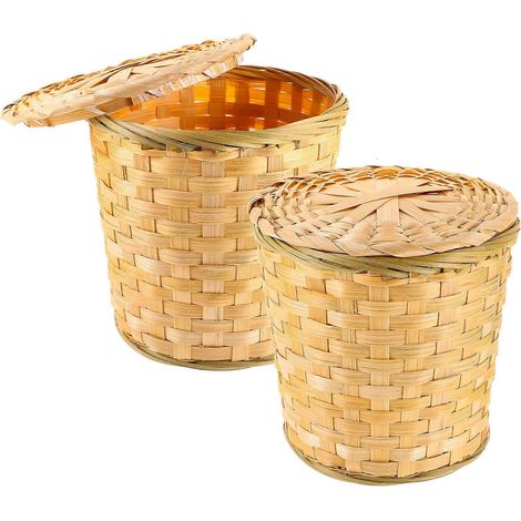 Lot de 2 paniers en bambou tressés à la main, paniers pour feuilles de thé en vrac, paniers de rangement pour œufs (1/5)