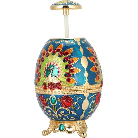 Boîte Vintage en Métal en Forme d'Œuf de Paon pour Cure-Dents, Rangement Portable Décoratif (1/5)