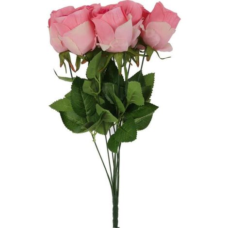 Bouquet di rose rosa nobili, 45 cm - Fiori artificiali dall'aspetto realistico (1/3)