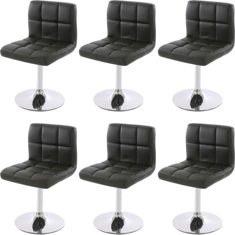 HHG – Lot de 6 chaises de salle à manger pivotantes – Similicuir noir – Pieds en chrome – Rembourrage épais 8 cm – Hauteur d'assise 50 cm (1/5)