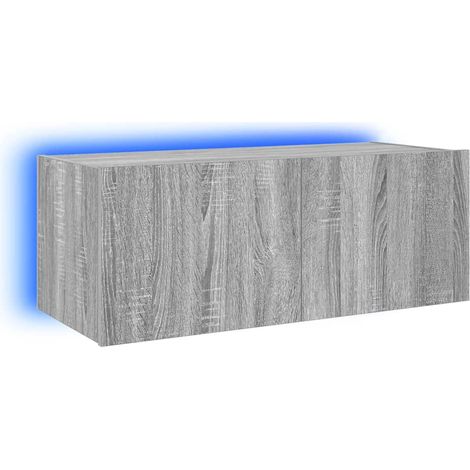 Maison Exclusive - TV-Wandschrank mit LED-Leuchten Grau Sonoma 80 (1/5)