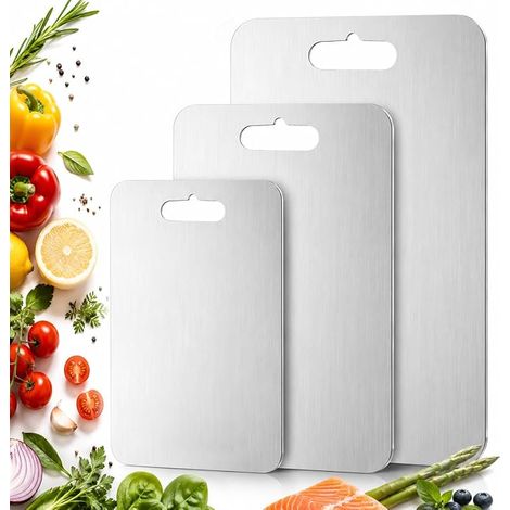 Ensemble de planches à découper en titane, 3 planches 100% titane réversibles, parfait pour la cuisine, planches non toxiques adaptées au lave-vaisselle (1/5)