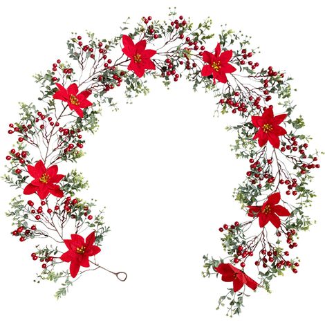 GARRYFIZH Guirlande artificielle de Noël - Algues, baies rouges et fleurs, modèle A05622