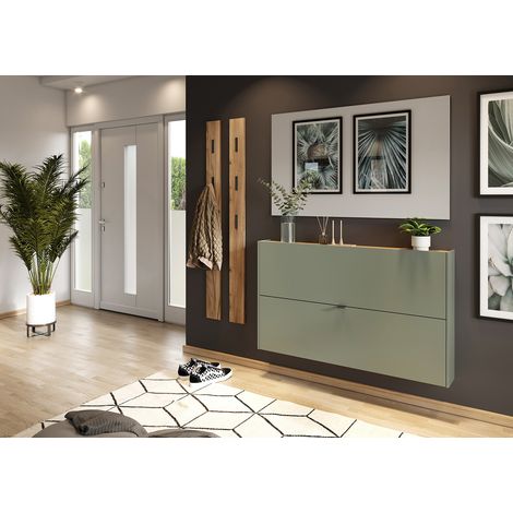 Meuble à chaussures suspendu moderne 140 cm vert Alesine (1/5)