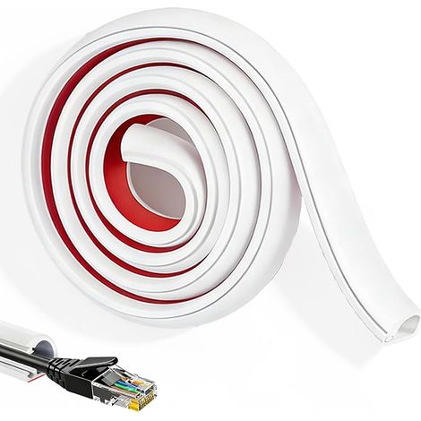 3 Metres of Cable Duct Self-Adhesive Cable Cover Flexible PVC Cable Duct Ideal for Home and Office Cable Management 15 x 10 mm White (1/5)