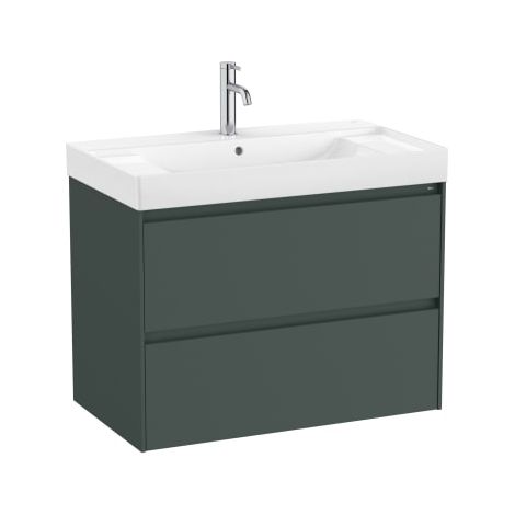 MUEBLE LAVABO CENTRADO BLANCO 800X460 ONA STANDARD 2 CAJONES LED VERDE MATE