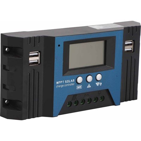 Régulateur de charge solaire 12V/24V avec 4 ports USB, paramètres réglables 5V/2,5A, écran LCD, convient aux applications domestiques, de camping-car et marines, courant maximum 60A. (1/5)
