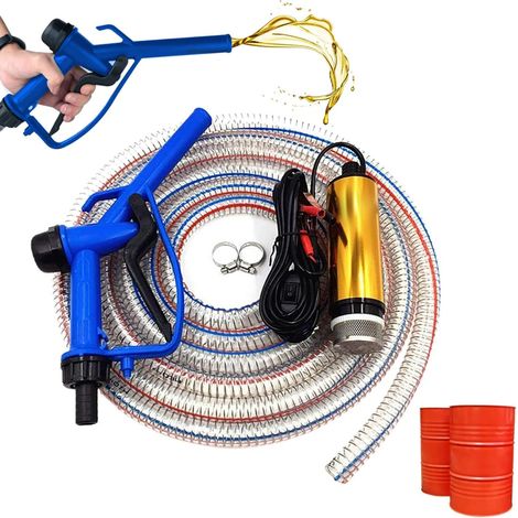 Kit de pompes de transport 12 V avec tuyaux de buse, pompe de refoulement de carburant 30 l/min, pompe de transfert d'huile et liquide portable pour transfert de, (1/5)