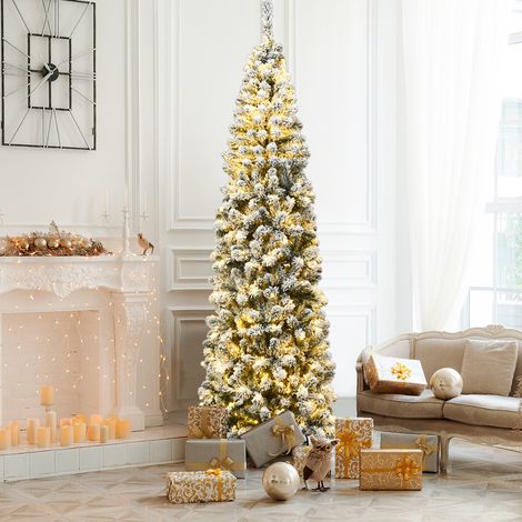 Christmas Tree 225 cm Pencil Christmas Tree with Snow and 350 Warm White LED Lights (1/5)