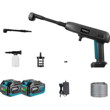 Pistolet à eau électrique, buse 6-en-1, seau pliable de 22L, 2xBatterie-Sans Seau (1/2)