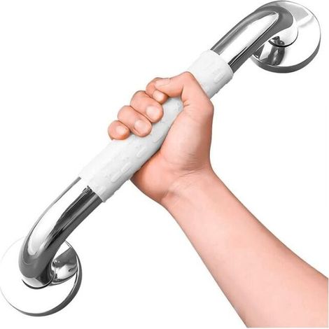 30cm Safety Bathtub Handle Stainless Steel Toilet Grab Bar Wall Mounted for Bathroom WC Handle for Children/Elderly White Non-Slip with Fluorescent Light (1/4)