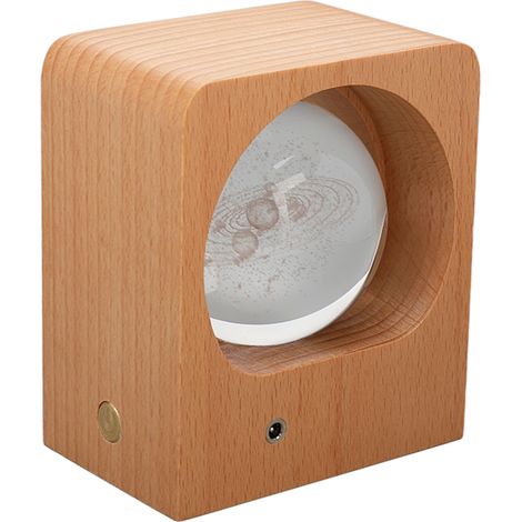 Boule en cristal artisanale en bois, décoration rétro DIY avec gravure, veilleuse pour chambre, système solaire, batterie intégrée incluse (1/5)
