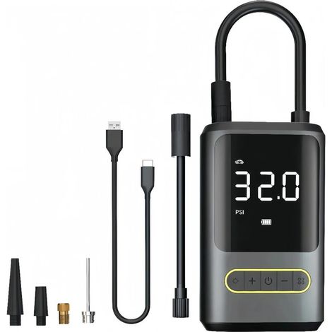 Pompa ad aria elettrica con batteria da 4000 mAh, 150 PSI, mini compressore portatile con luce LED, ricarica USB (1/5)