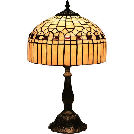 Tiffany-Lampe, 30 cm hohe Vintage-Buntglaslampe, Nachttischlampe, Tischlampe, für Schlaf- und Wohnzimmer, inklusive E27-Leuchtmittel