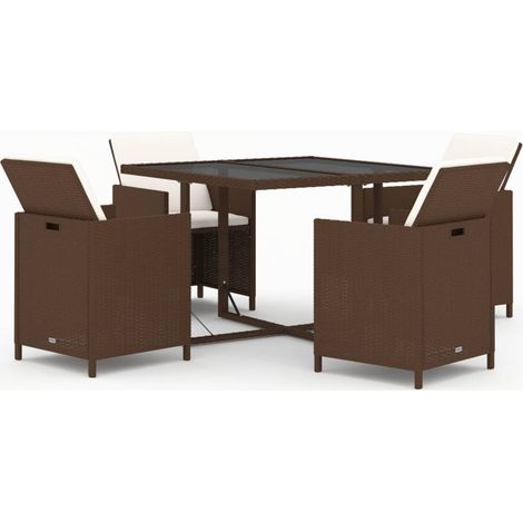 Maison Exclusive - 5-tlg. Garten-Essgruppe mit Kissen Poly Rattan