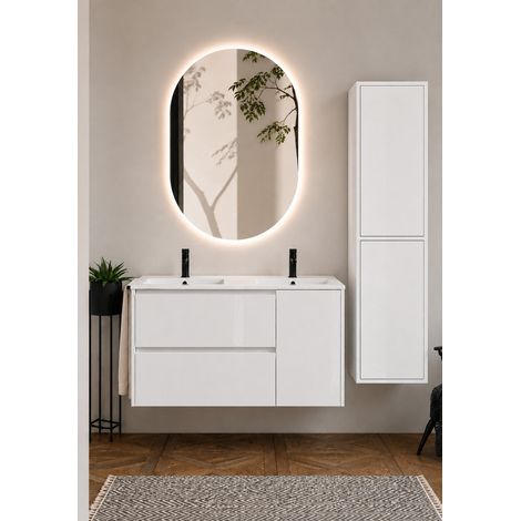 Mobile bagno con lavabo ORIGENBATH ITACA senza specchio 120x45 cm doppio lavabo bianco con colonna (1/5)