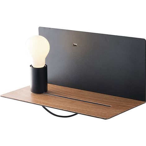 Applique in metallo stile minimal con presa USB e luce regolabile Flash - Nero (1/3)