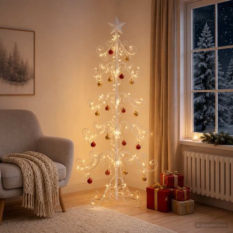 vidaXL Árbol de Navidad de metal KUOPIO 150 cm acero White (1/5)