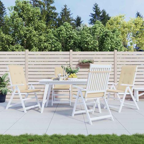 Coussins de chaise de jardin dossier haut-Coussins de chaise de terrasse-Coussins d'extérieur lot de 4 beige tissu (1/5)