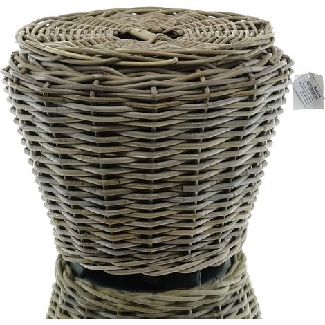 VAN DER LEEDEN DRYPOT® Rattan Gartenschlauchhalter Ø 45 Höhe 37 cm (1/5)