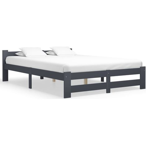 Lit adulte Contemporain  Cadre de lit Gris foncé Bois de pin massif 160x200 cm 41186 (1/5)