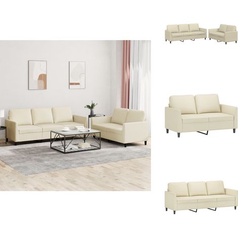 2-tlg. Sofagarnitur mit Kissen Creme Kunstleder vidaXL (1/5)