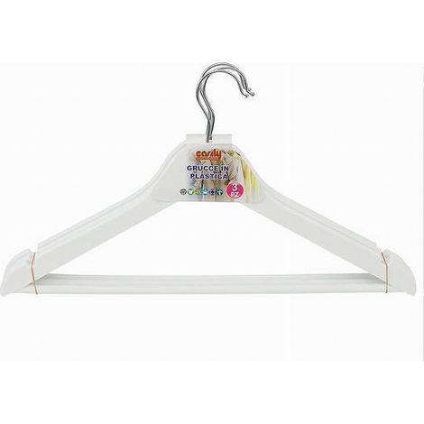 Cleafe - Set 3pz Grucce Stampelle In Plastica Appendiabiti Vestiti Pantaloni Bianco 79314 - (1/2)