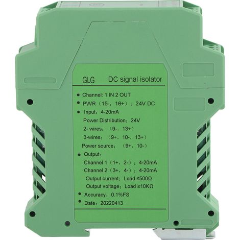 4-20mA-Isolator 4-20mA auf 0-5V DC 24V DC Stromsignal-Isolator Transmitter SPS-Erkennungssignalaufbereiter Konverter (Ein Eingang und zwei 4-20mA auf 4-20mA Ausgänge)