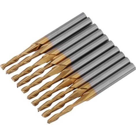 SABIR Fraise enduite de titane de carbure de tungstène Fraise à deux dents Ensemble de fraises rotatives CNC 3.175mm Shank Diamètre de coupe de 2mm (1/5)