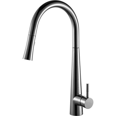 Miscelatore cucina inox satinato con doccetta estraibile  Kam-050