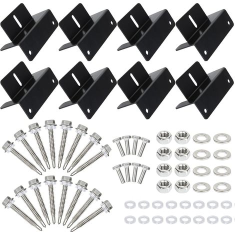 Lot de 8 Support Montage Panneau Solaire en Z avec écrous/vis, Fixation Panneau Solaire en Alliage d'aluminium, Support de Panneau Solaire Pour Camping-Car, Bateau, Caravane (1/5)