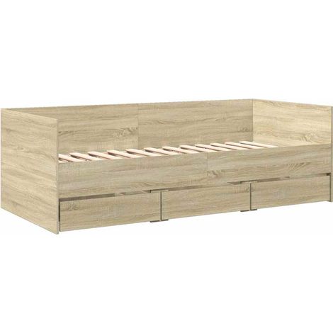 Sofá cama con cajones sin colchón roble Sonoma 90x190 cm vidaXL
